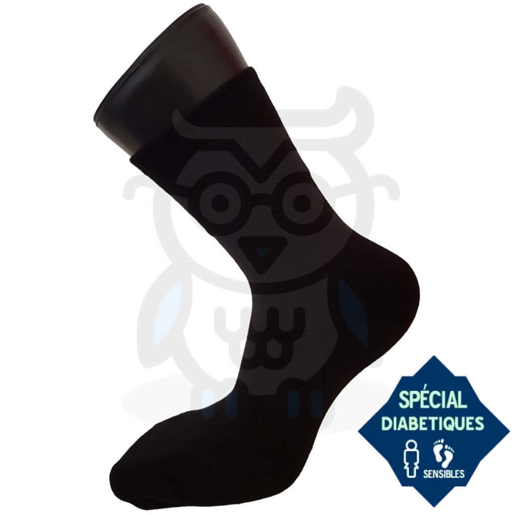 Chaussettes Diabétiques Homme/Femme - Lot De 6 Paires Noires, Non Élastiques, Taille 4-11