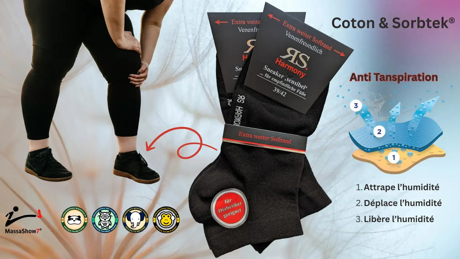 Chaussettes courtes et larges pour grosses chevilles