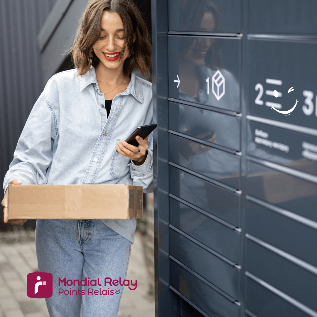 Femme retire son colis en Locker via Smartphone