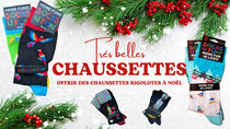 Des idées cadeaux pour Noël avec des chaussettes fantaisie colorées et festives.
