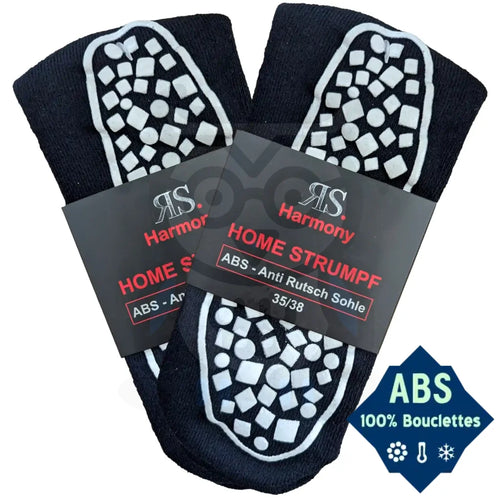 Chaussettes Antidérapantes Semelle ABS Home - 2 paires - 35/38 / Marine - Chaussettes antidérapantes