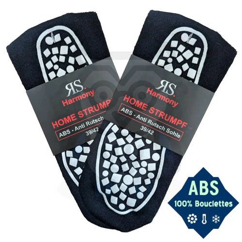 Chaussettes Antidérapantes Semelle ABS Home - 2 paires - 39/42 / Marine - Chaussettes antidérapantes