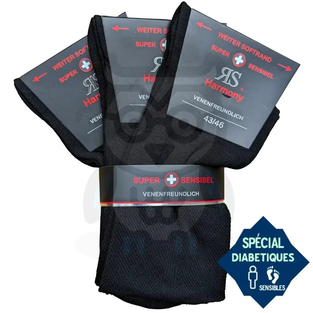 Lot De 3 Paires Chaussettes Diabétiques Sans élastique - Confort Extra Large, Sans Couture, Pour Homme Et Femme
