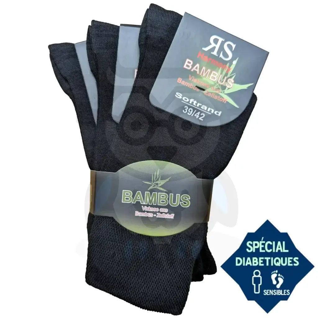 Chaussettes Diabétiques Homme Femme - 3 paires sans couture - 39/42 / Noir / Unisexe - Chaussettes Diabétiques