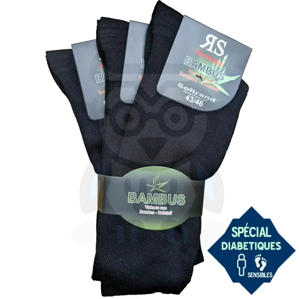 Chaussettes Diabétiques Homme Femme - 3 paires sans couture - 43/46 / Noir / Unisexe - Chaussettes Diabétiques