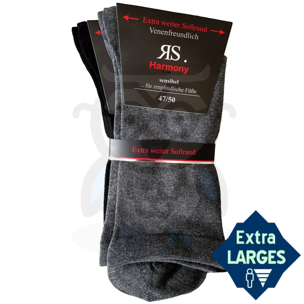 Chaussettes Extra Larges Mollets Forts Homme - 2 Paires - 47/50 / Anthracite/Noir / Masculin - Chaussettes Extra Larges