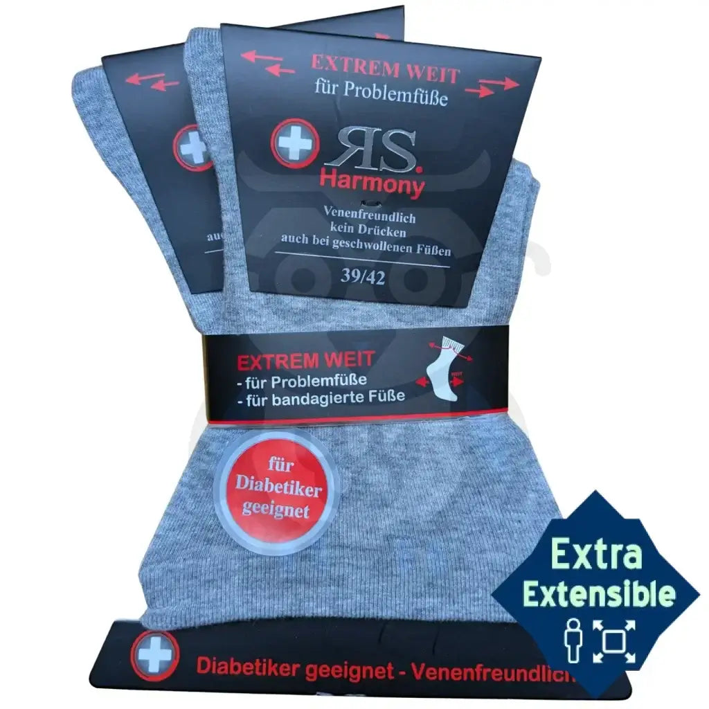 Chaussettes Larges Extra Extensibles Homme - 2 Paires 39/42 / Argent / Masculin Chaussettes Extensibles
