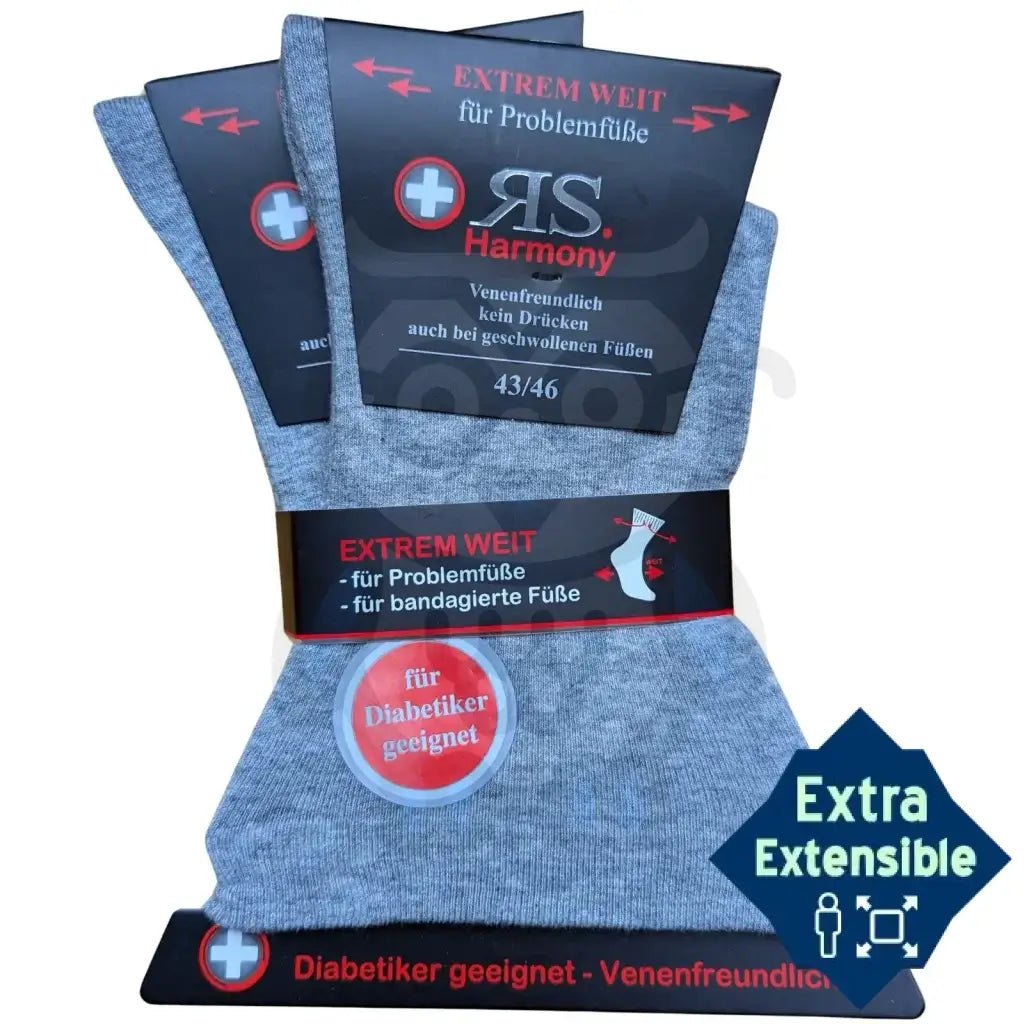 Chaussettes Larges Extra Extensibles Homme - 2 Paires 43/46 / Anthracite / Masculin Chaussettes Extensibles