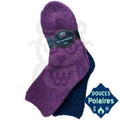 Chaussettes polaires ultra douces en lot de 2, couleur violet et bleu, idéales pour un confort optimal durant l'hiver.