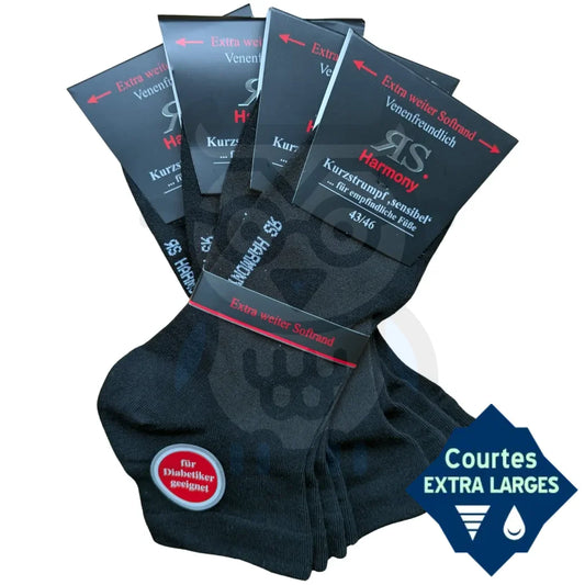 Socquettes Extra Larges Sans Elastique - 4 Paires 39/42 / Noir / Masculin Chaussettes Extra Larges